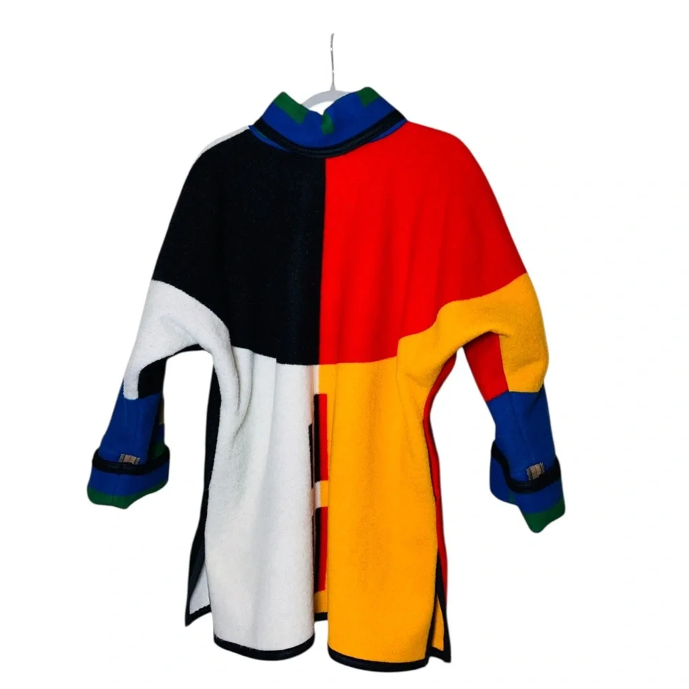 Aventura Colorblock Oversized Wool Blanket Car Coat Jacket Made in USA - Taos NM - Picture 2 of 5